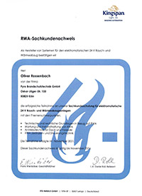Zertifikat: STG RWA Sachkundenachweis Oliver Rossenbach